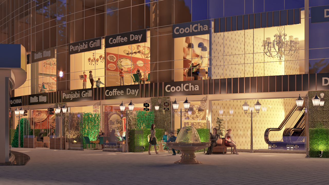 S.S. Plaza glazed retail and restaurant frontage