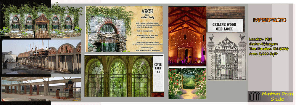 Imperfecto restaurant interior design collage